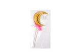 moon with hanging star pink bow cupcake topper 2/pc