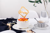 Square Gold Love sign cake topper