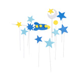 Theme birthday cupcake topper pack starship