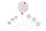 Jewelled Balloon with stars happy birthday set